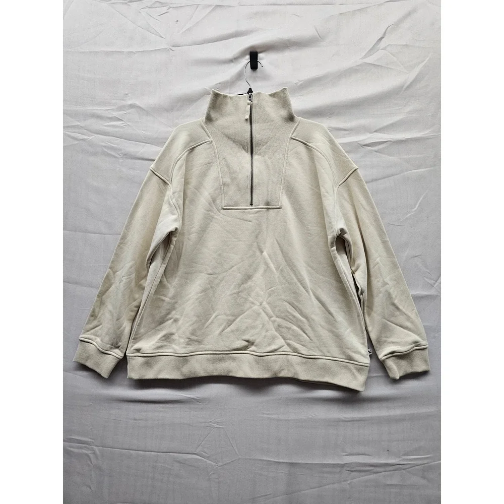 Eddie‎ Bauer Womens XL Quarter Zip Pullover Cream Sweatshirt EB011688 New